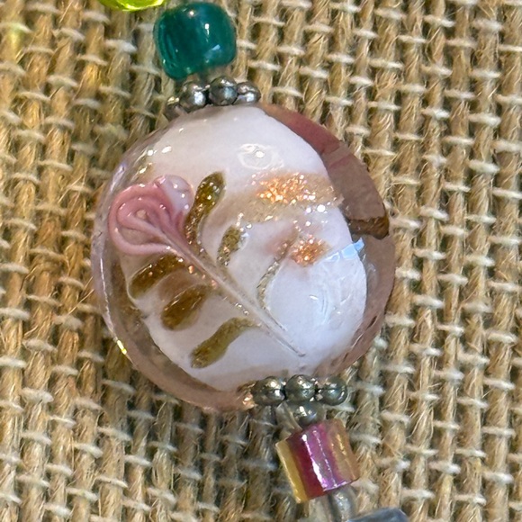 Vintage artisan glass and natural pearl necklace - Picture 5 of 7